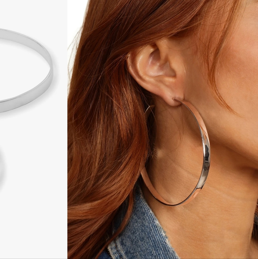 3 inch silver  hoop earrings